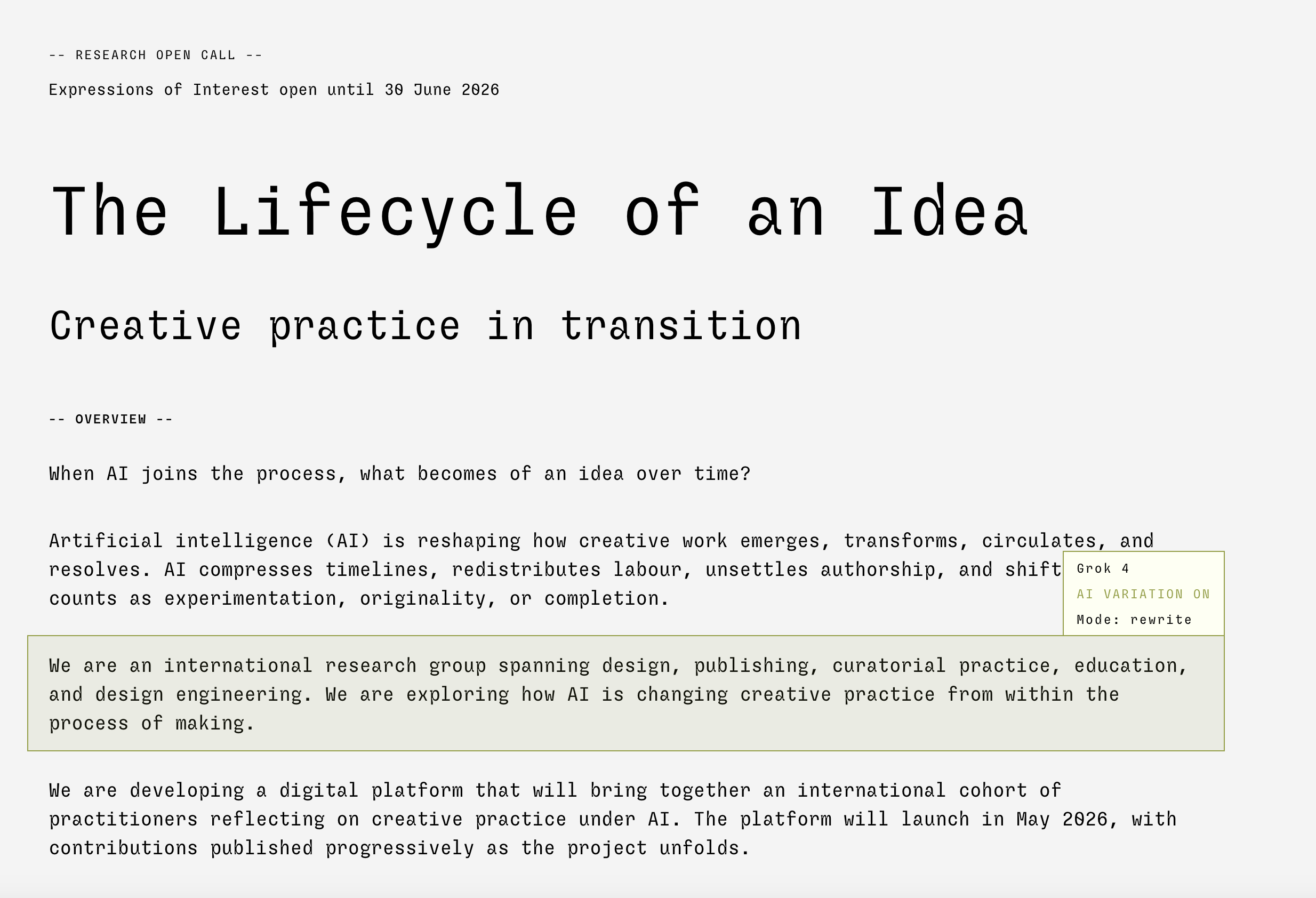 Screenshot of the project